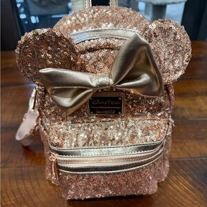 Disney Loungefly Gold Sequin Mini Backpack